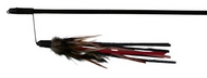 Canne à pêche avec plumes et bandes de cuir