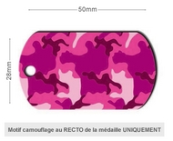 Médaille chien plaque militaire camouflage rose