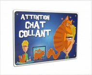 Panneau Attention Chat Collant